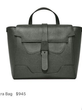 Senreve Dark Green Leather Top-Handle Tote